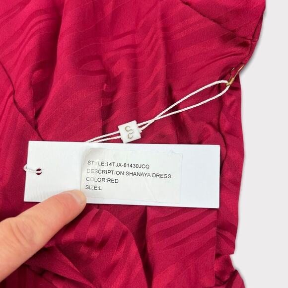 Ronny Kobo Shanaya Draped Moiré Mini Dress in Red Size Large NEW - Picture 6 of 11